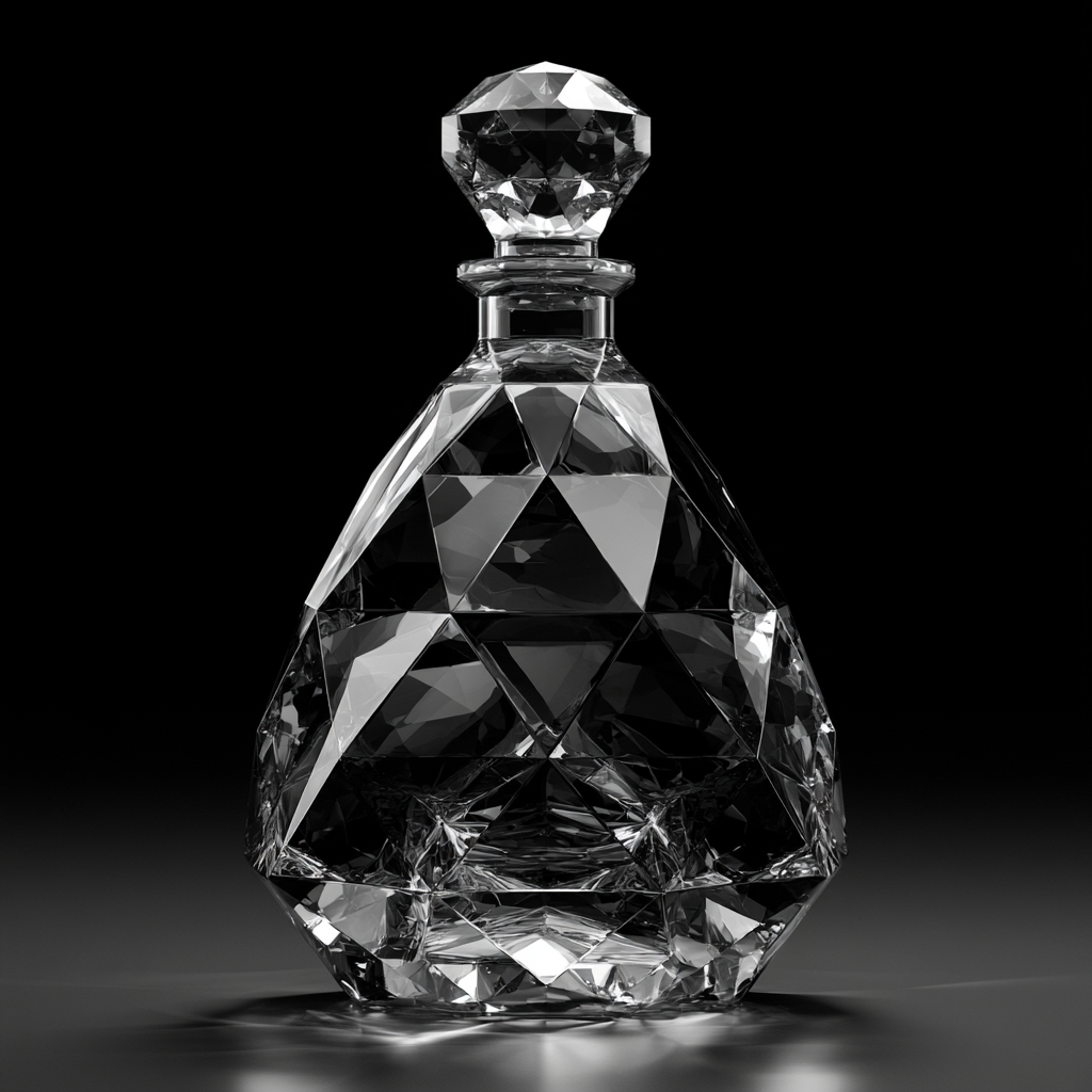 Low-poly luxury perfume bottle commercial product shot